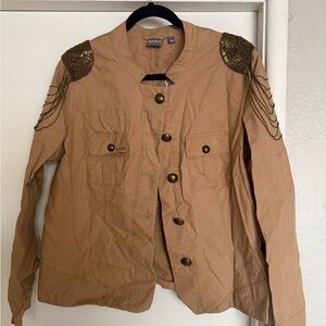 Women's Embellished Camel Military Jacket